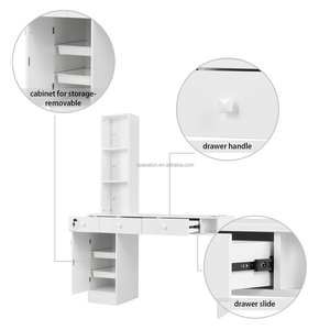 Salon gương trạm tạo kiểu kệ trạm làm đẹp tóc Spa thiết bị Salon cắt tóc trạm có 3 ngăn kéo, 1 tủ - Product Image 5