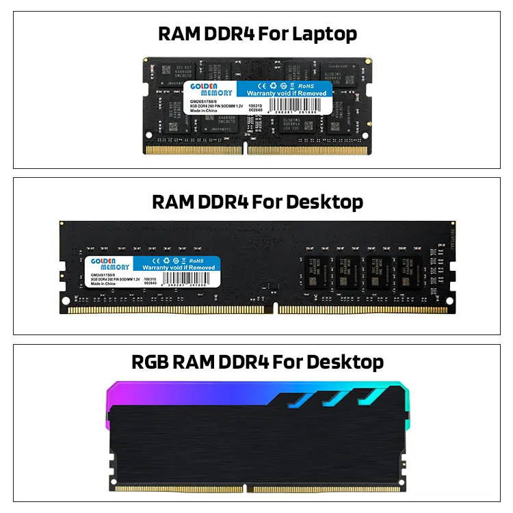 Memoria Ram ddr4 4GB 8GB 16GB 32GB Ordinateur Portable De Bureau RGB RAM Mémoire 2133 2400 2666 3200MHz Nouveau Udimm SODimm Béliers
