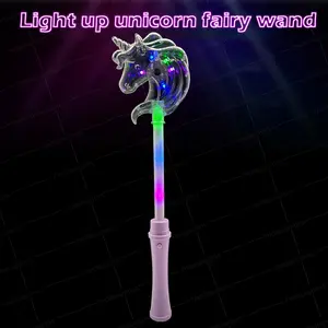 Custom Logo Promotional Toys Fairy Princess Multicolor Unicorn Light Up Carnival Toy LED Star Wand Toys For Children