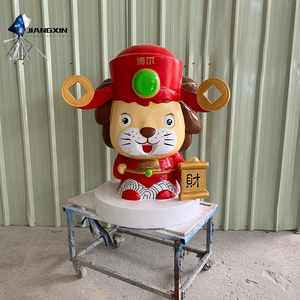 Sculpture de lion ludique en différentes poses - Mascotte de mode personnalisée en fibre de verre peinte à la main avec ballon de <span class=keywords><strong>football</strong></span> rotatif (Parc à thème, École) - Product Image 2