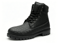 Cuir en gros pour bottes de travail montantes imperméables, style streetwear et randonnée, avec œillets dorés personnalisés, semelle crantée épaisse, unisexe