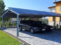 Structure de carport solaire personnalisée pour station de recharge de véhicules électriques, abri de stationnement photovoltaïque avec structure en aluminium