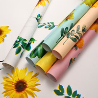 Papier d'emballage floral classique à l'huile de tournesol, papier d'emballage de bouquet de style coréen, emballage cadeau floral pour fleuriste