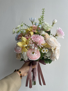 Nouveau design 2025 – Bouquets de mariage en soie artificielle, roses et pivoines colorées <span class=keywords><strong>pour</strong></span> la mariée et les demoiselles <span class=keywords><strong>d</strong></span>'<span class=keywords><strong>honneur</strong></span> – Idéal <span class=keywords><strong>pour</strong></span> Noël - Product Image 4