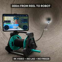 Robot de Inspección de Drenajes y Alcantarillado, Alcance de 300m, Robot Inspeccionador de Tuberías con Cable de 300m, Video en Vivo 4K, Software de Informes con IA, APP y SDK
