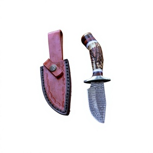 Couteau de chasse et de dépecage artisanal en acier Damas de qualité industrielle, lame droite à pointe tombante, lame non interchangeable, par Ahmad Fabric - Product Image 3