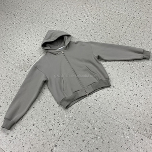 Hoodie personnalisé en coton à épaules tombantes, style essentiel Y2K, épais (400 g/m²), avec fermeture éclair et effet vieilli – Fabricant - Product Image 3