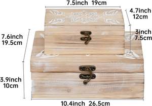 Caja <span class=keywords><strong>de</strong></span> almacenamiento <span class=keywords><strong>de</strong></span> Cofre del Tesoro <span class=keywords><strong>de</strong></span> <span class=keywords><strong>madera</strong></span> con tapa con bisagras, cajas <span class=keywords><strong>de</strong></span> artesanía vintage grandes, cesta <span class=keywords><strong>de</strong></span> maletero para hombres, niños, joyería, hogar - Product Image 2