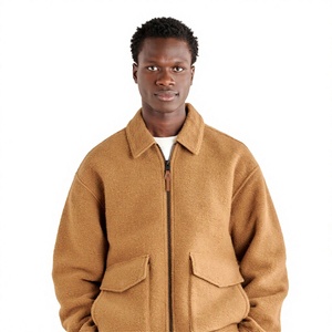 Veste décontractée en PU tissé QFZ3205 pour homme, grande taille, col montant à revers, fermeture éclair, collection automne - Product Image 3