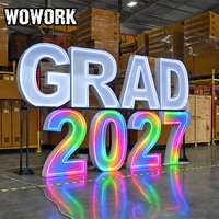 WOWORK 2026 RGB 3ft 4ft 5ft Lettres lumineuses néon de fête empilables avec support métallique pour présentoir