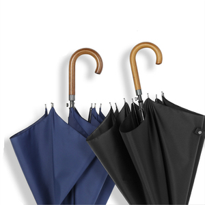 Parapluie de golf droit semi-automatique de 27 pouces, promotionnel, avec manche en bois, impressions de logo, cadeaux d'affaires personnalisés - Product Image 1