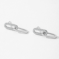 Ailmay - Pendientes de Cadena Rectangulares de Plata de Ley 925 con Diseño de Clip, para Mujer, Diseño Moderno y Sencillo, Joyería Diaria