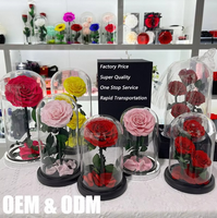 Roses éternelles personnalisées dans un dôme en verre, fleurs préservées, cadeau pour la Saint-Valentin, la fête des mères, Thanksgiving, Halloween, Noël, décoration de la maison
