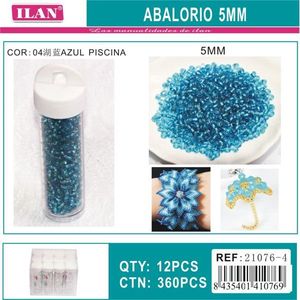 Perline ILAN Abalorio da 5 mm, colore blu piscina, per la creazione di gioielli, confezione da 12 pezzi - Product Image 1