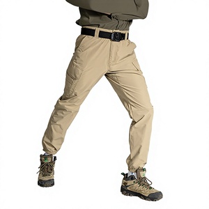 Men's Midweight High Waist Straight Cut Safari Style Woven Embroidered Work <b>Pants</b>-Quick-Dry Breathable Anti-Wrinkle Autumn - Product Image 1