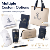 Ensemble cadeau promotionnel pour hôtel de plage : Sac fourre-tout personnalisé, serviette, bouteille, pochette pour téléphone, tongs, visière solaire, pochette pour les clients enregistrés