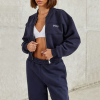Ensemble OEM de survêtements à capuche et de pantalons de survêtement zippés personnalisés pour femmes de grande taille 100% coton French Terry 420GSM Heavy Weight Survêtement