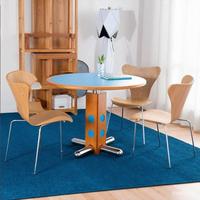 Table à manger en bois style nordique Bauhaus à pois avec pieds en métal et plateau en bois massif pour petits appartements et locataires