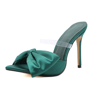 New 2024 European and American New Sexy Pointed <b>Bow</b> with PVC Thin High Heel <b>Sandals</b> - Product Image 6