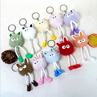 Porte-clés en peluche créatif et mignon, style dessin animé, longues jambes, coloré et duveteux - Breloque de sac fantaisie