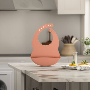 Bavoirs pour bébé en silicone souple imperméable OEM, bavoirs pour nourrissons avec bouton, sans produits toxiques, pour l'alimentation des bébés et des enfants - Product Image 6