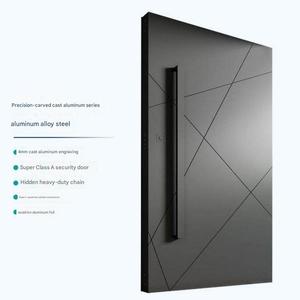 Puerta de <span class=keywords><strong>Entrada</strong></span> para Villa, de Aluminio Fundido, Descentrada, Contemporánea, Inteligente, Blindada, con Pivote Central, Intrincadamente Tallada, Negra, con Aislamiento Térmico - Product Image 4