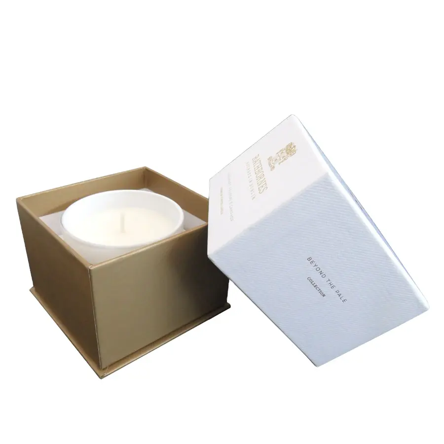 Customized design Wholesale Printed Rigid Cardboard Jars Packaging White Candle Boxes