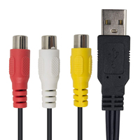 Grosir kustom 0.2/1.5m USB 2.0 Male ke 3 RCA Female Adapter Audio Converter Video AV kabel Splitter untuk TV PC televisi