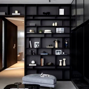 Estante de almacenamiento montado en la pared de aluminio y metal personalizado Modular de lujo minimalista moderno con luz Led para sala de estar y oficina - Product Image 1