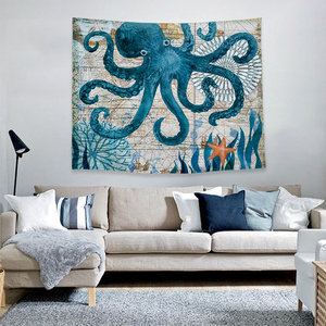 <span class=keywords><strong>Tapisserie</strong></span> murale décorative avec impression d'animaux marins : tortue, <span class=keywords><strong>cheval</strong></span>, pieuvre, baleine - Product Image 6