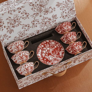 Ensemble de tasses à thé en céramique vintage avec bordure or rose, tasse à thé et soucoupe de luxe européennes pour le thé de l'après-midi, cadeau de mariage et de déménagement - Product Image 3