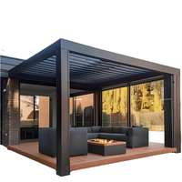 Persienne d'ouverture Auvent de toit rétractable Patio Imperméable Gris Gazebo Persienne Pergola Mobile 175 Type Aluminium PVC Poudre Enduit