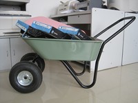 Chariot de jardin à 2 roues, chariot à benne basculante avec poignée et roues larges de 10 pouces, chariot utilitaire de jardin facile à charger