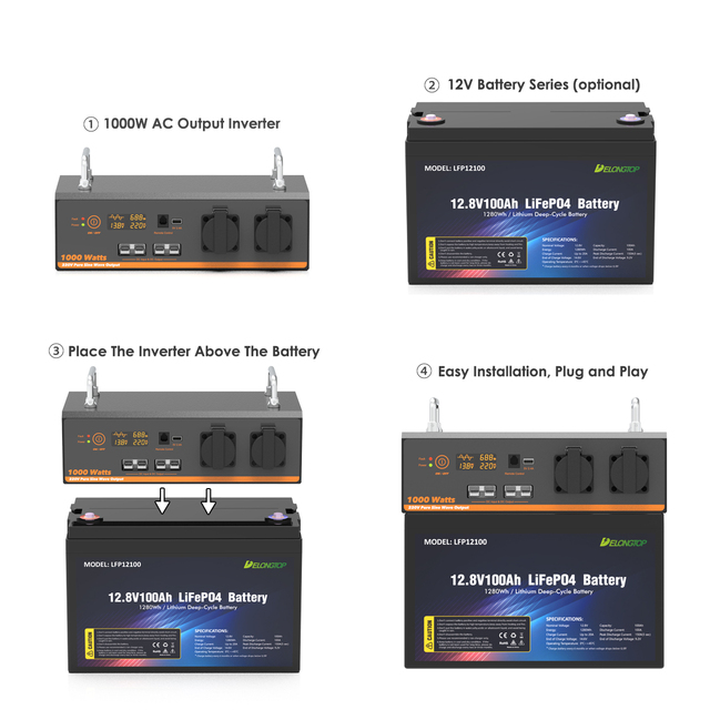 Factory Supply 220V All-in-One Inverter Battery Power Station BYD 100ah-170ah Lithium LFP & Lifepo4 Ion Batteries Pack 12v One