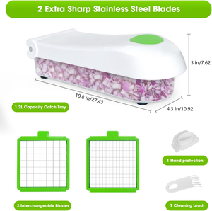 Hachoir à légumes, gadgets de cuisine avec 2 lames, hachoir à légumes, oignon, concombre, <span class=keywords><strong>mandoline</strong></span> polyvalente - Product Image 2