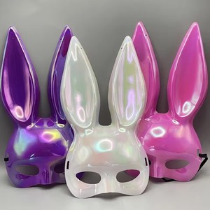 Mascarada brillante Máscara <span class=keywords><strong>de</strong></span> conejo Orejas largas <span class=keywords><strong>Disfraz</strong></span> <span class=keywords><strong>de</strong></span> <span class=keywords><strong>mujer</strong></span> <span class=keywords><strong>para</strong></span> fiesta Bola Rosa Púrpura Blanco - Product Image 1
