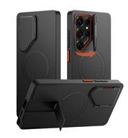 Étui de protection magnétique S26 Ultra avec cache-caméra, béquille métallique réglable, design épuré - Noir