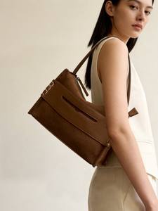 Fábrica de Bolsos, Venta al por Mayor Personalizada, Bolsos de Mano de Cuero Genuino de Gamuza Esmerilada de Alta Calidad, Estilo Retro para Mujer, Bolsos de Hombro 2025 - Product Image 3