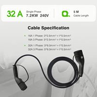Câble de recharge pour véhicules électriques OEM 22 kW Type 2 vers Type 2, IEC 62196 Mode 3, TUV CE, TPU IP65, pour la recharge à domicile et publique
