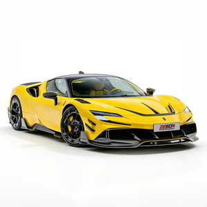 Kit carrosserie Ferrari <span class=keywords><strong>SF90</strong></span> en fibre de carbone sèche MSY : Lame avant, diffuseur arrière, spoiler, jupes latérales, canards, capot moteur - Product Image 3