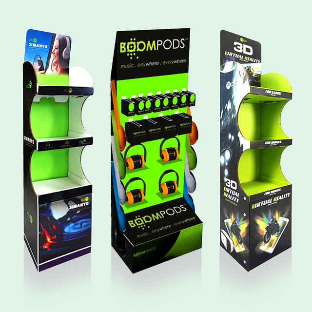 Custom Cardboard Earphone Headphone Display Racks, Retail Speaker Pop Sports Earphone Headphone Display Stand