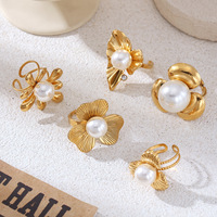 Cincin Terbuka Model Simpul Berlapis Emas 18K Anti Alergi Tahan Air dari Baja Tahan Karat dengan Enamel untuk Wanita, Perhiasan Jari untuk Pesta