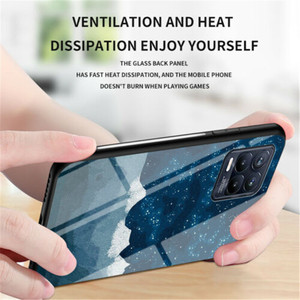 Custodia in vetro temperato di lusso per <span class=keywords><strong>OPPO</strong></span> Realme 8 <span class=keywords><strong>A74</strong></span> A54 A93 4G 5G Reno 6 pro Cover posteriore in marmo duro TPU in vetro temperato - Product Image 5