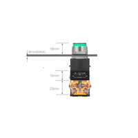 Interrupteur momentané ou à maintien continu LAY50-22AX2-11 avec indicateur LED LA39-11, bouton-poussoir plat ou convexe