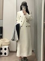 Manteau sablier pour femme en noir Style Han Suxi costume en laine double face d'inspiration coréenne avec taille serrée vêtements d'hiver longs