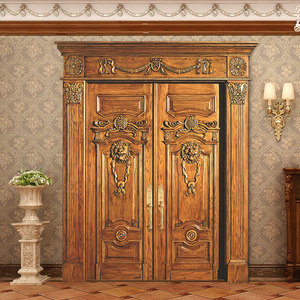 Porte d'entrée de villa vintage, style romain, en bois massif, avec motif ananas sculpté, design personnalisé, porte principale de luxe - Product Image 5