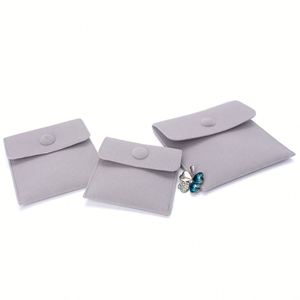 In Stock Jewelry Pouch Packaging Bag Soft Velvet Gift Bracelet Necklace <b>Earrings</b> Rings <b>Storage</b> Button Velvet Bag Custom Logo - Product Image 3