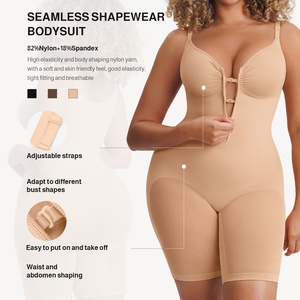 Hot Selling Tik Tok Wholesale Seamless Body Shaper <strong>Tummy</strong> <strong>Control</strong> One Piece Zipper Front Women's Shapewear Bodysuit - Product Image 3