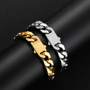 Collar de Cadena de Acero Inoxidable Liso de 12 mm con Cierre de Resorte, Collar de Cadena Plana Ligera de Acero Inoxidable, Moda Tanjing - Product Image 3