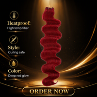 Extensions de cheveux synthétiques ondulés souples en fibre haute température pour mèches, tresses et queues de cheval, 26/30 pouces